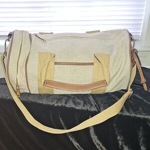 Stylish Tan and Brown Duffel Bag